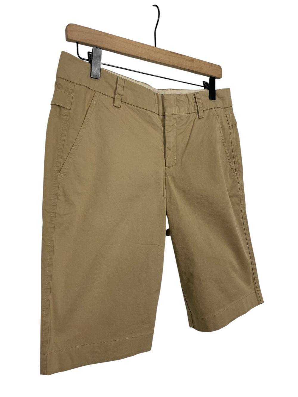 Vince Bermuda Shorts Side Buckle Cotton Twill Tan Size 8 - Picture 4 of 8